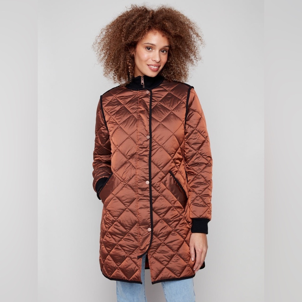Adroit Atelier Libby Quilted Long Jacket Sepia Bronze - Picture 14 of 14